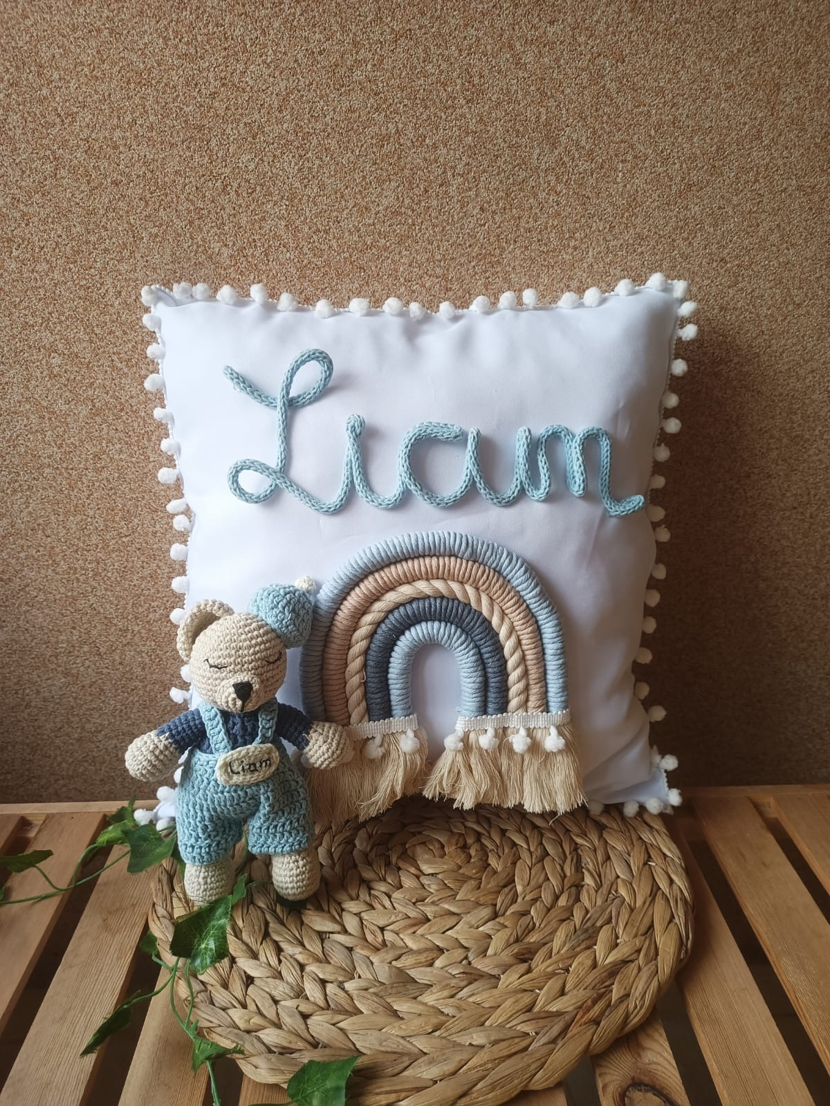 Pillow with tricotine name